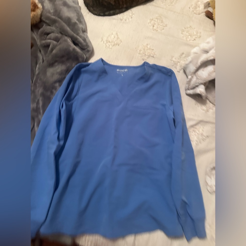 Ceil Blue Long Sleeve Mandela Scrub Top